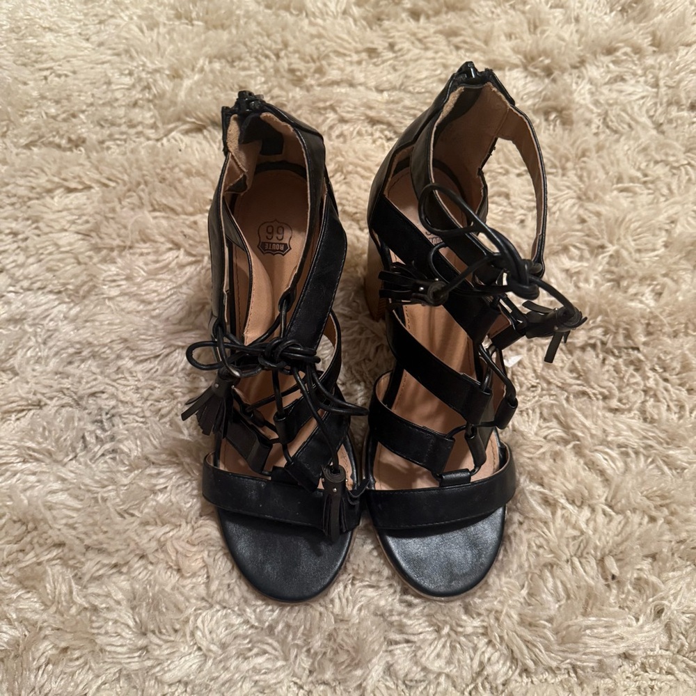 Black lace up heels